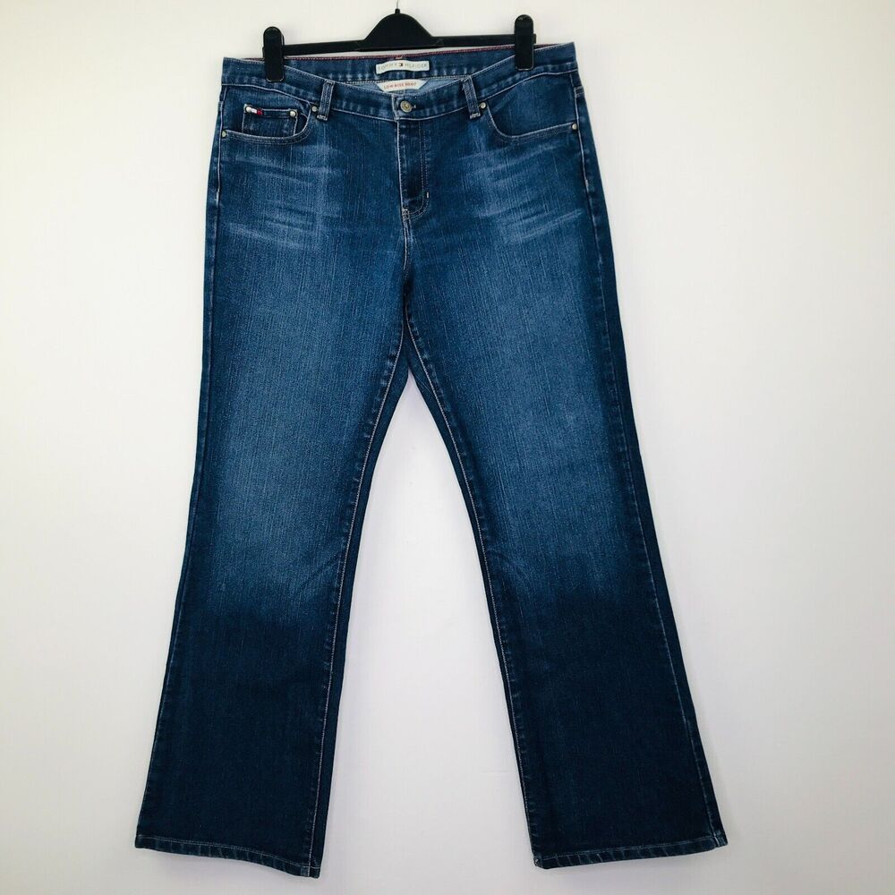 Tommy Hilfiger Women's 16 Jeans Blue Low Rise Bootcut Dark Wash Whiskered I